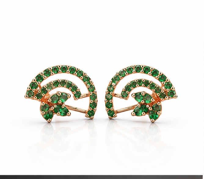 Emerald Arc Studs — Indo-Western earrings, Papa Diaries Malta (view 2)