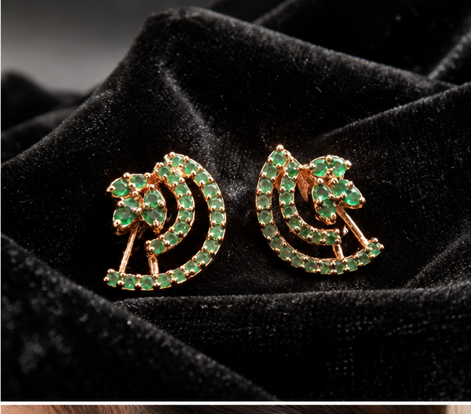 Emerald Arc Studs — Indo-Western earrings, Papa Diaries Malta