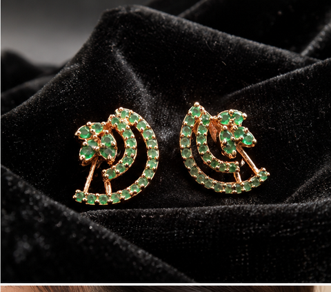 Emerald Arc Studs — Indo-Western earrings, Papa Diaries Malta