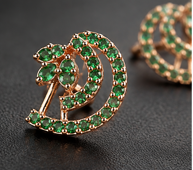 Emerald Arc Studs — Indo-Western earrings, Papa Diaries Malta (view 3)
