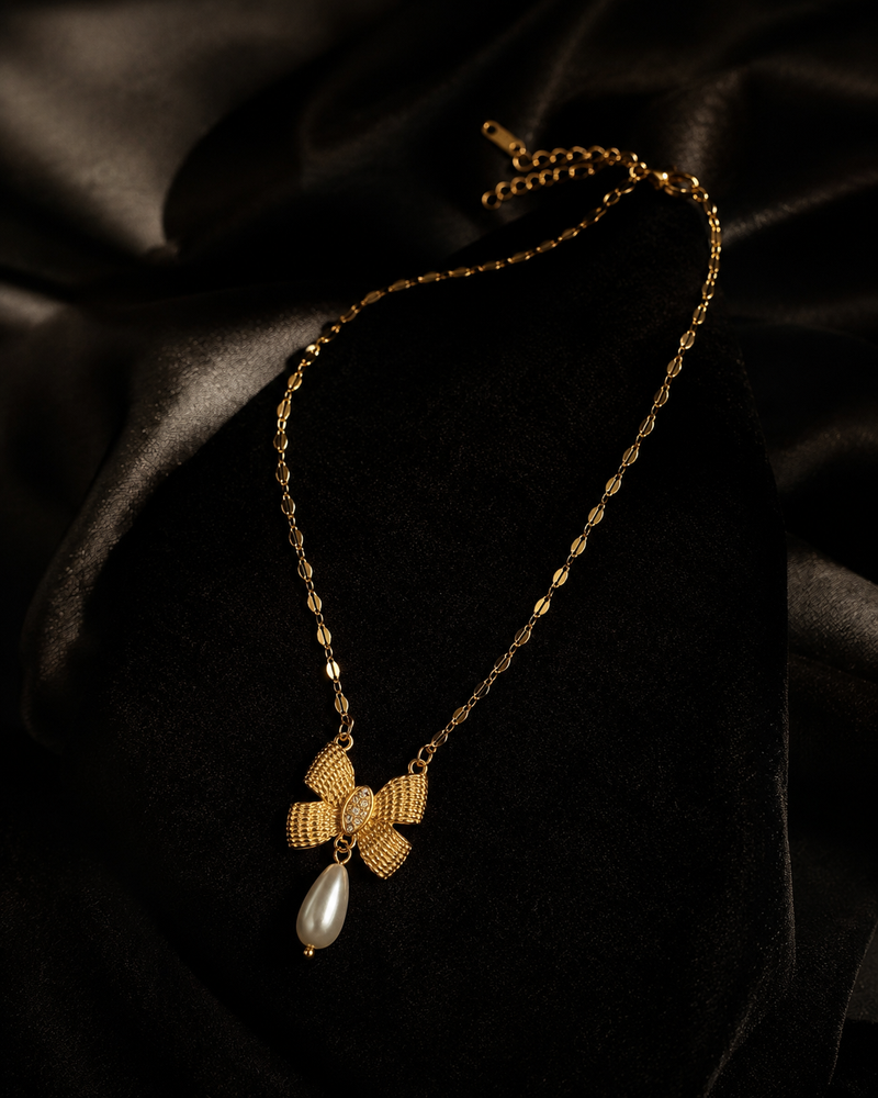 Pearl Bow Necklace — Indo-Western necklace, Papa Diaries Malta (view 3)