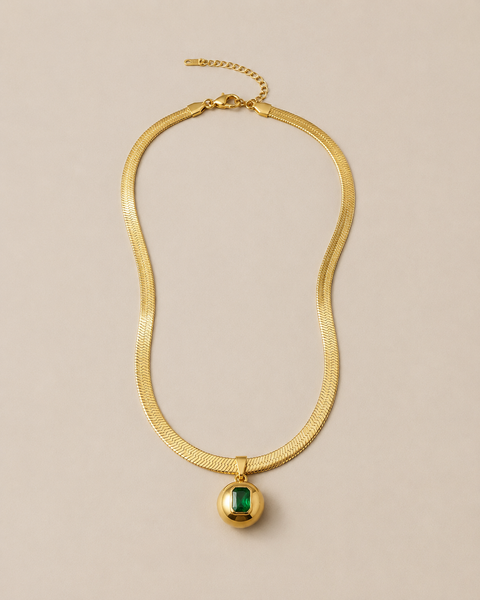 Emerald Gleam Necklace — Indo-Western necklace, Papa Diaries Malta (view 3)