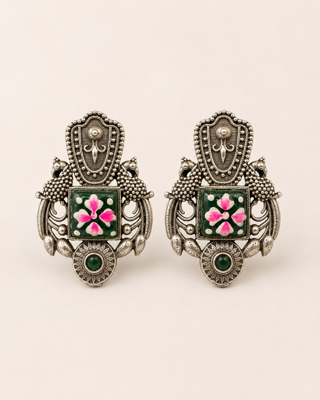 Mehfil Green Earrings — Indo-Western earrings, Papa Diaries Malta (view 2)