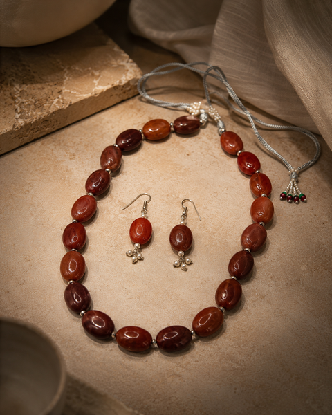 Amber Earth Bead Set — Indo-Western jewellery set, Papa Diaries Malta (view 2)