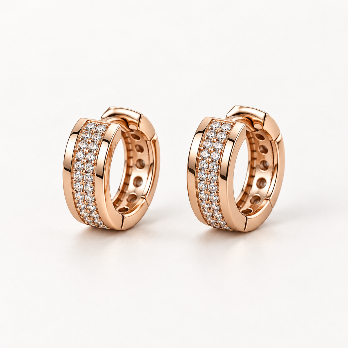 Rosé Pavé Huggies — Indo-Western earrings, Papa Diaries Malta (view 3)