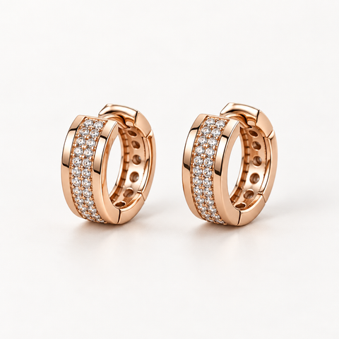 Rosé Pavé Huggies — Indo-Western earrings, Papa Diaries Malta (view 3)