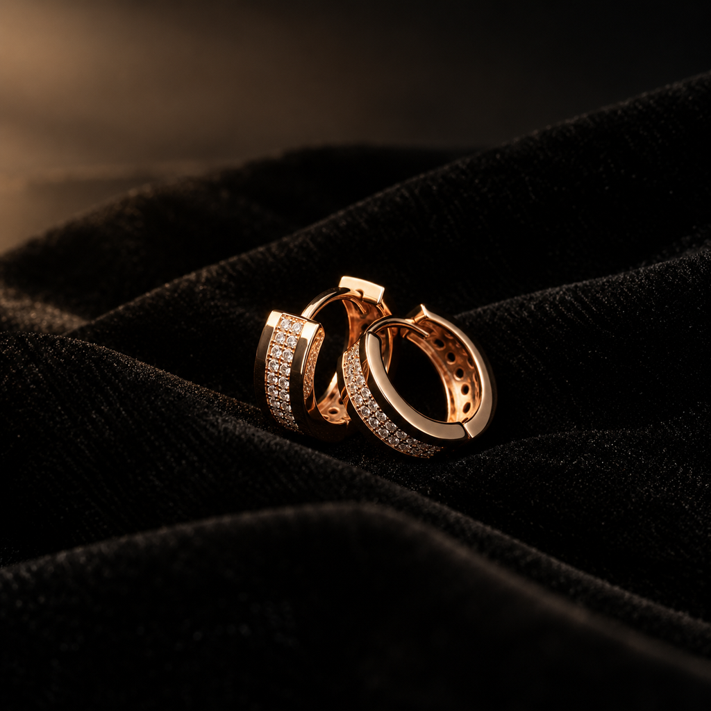 Rosé Pavé Huggies — Indo-Western earrings, Papa Diaries Malta