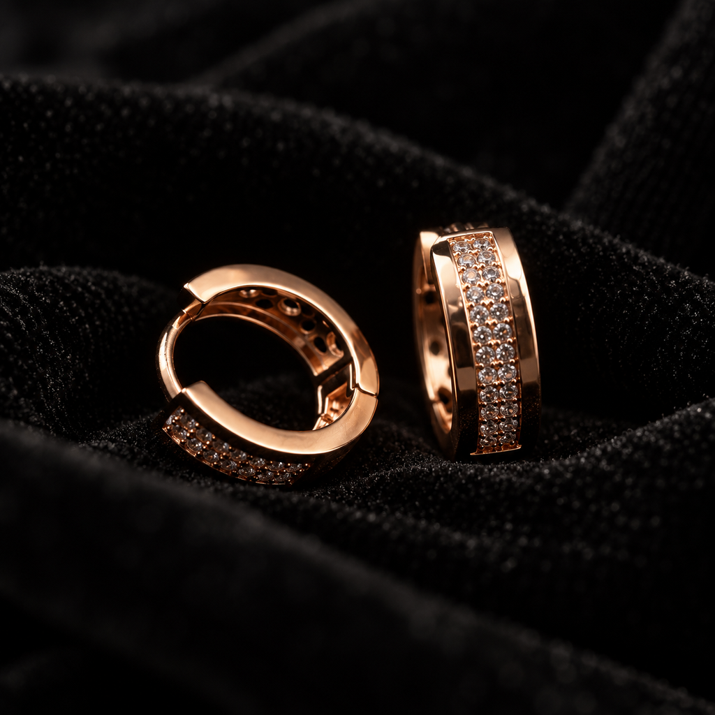 Rosé Pavé Huggies — Indo-Western earrings, Papa Diaries Malta (view 2)