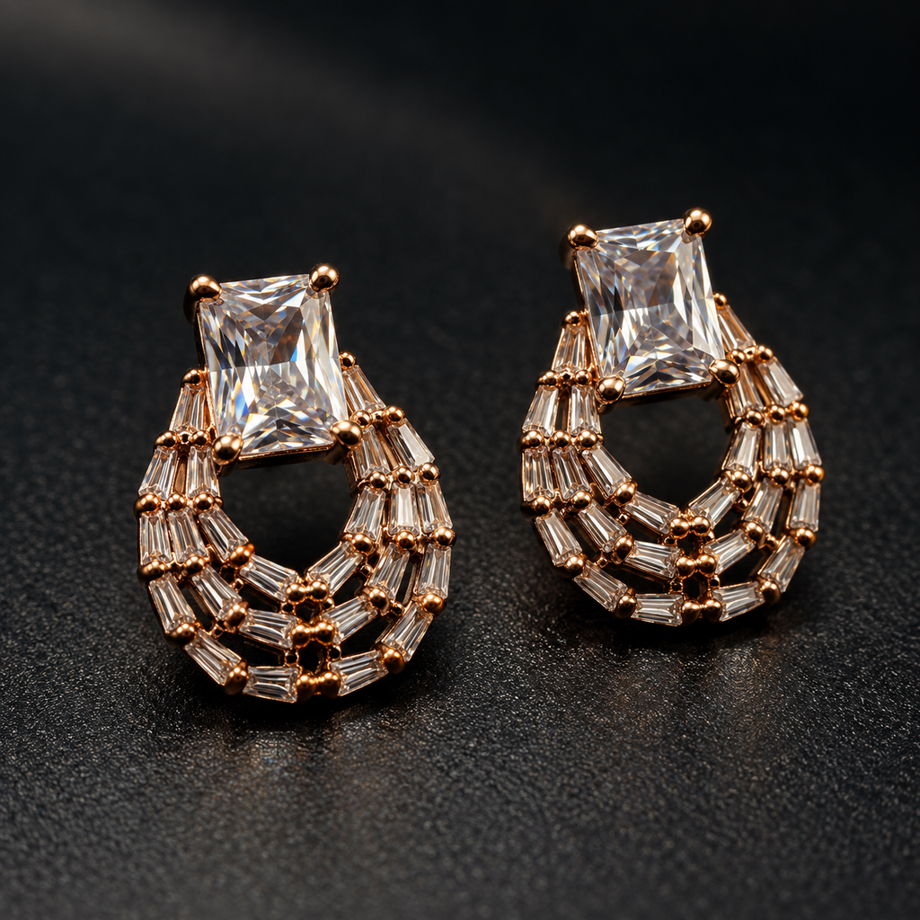 Crystal Teardrop Studs — Indo-Western earrings, Papa Diaries Malta