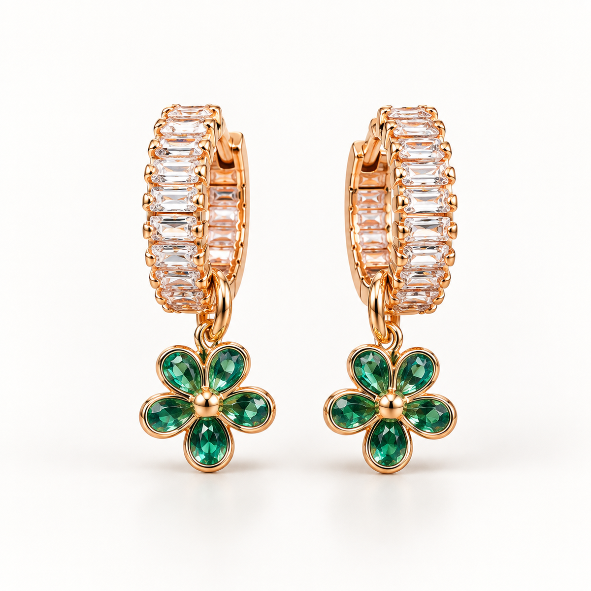 Emerald Blossom Huggies — Indo-Western earrings, Papa Diaries Malta (view 2)