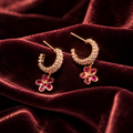 Fuchsia Blossom Huggies — Indo-Western earrings, Papa Diaries Malta