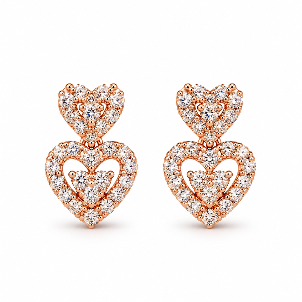 Double Heart Spark Earrings — Indo-Western earrings, Papa Diaries Malta (view 3)