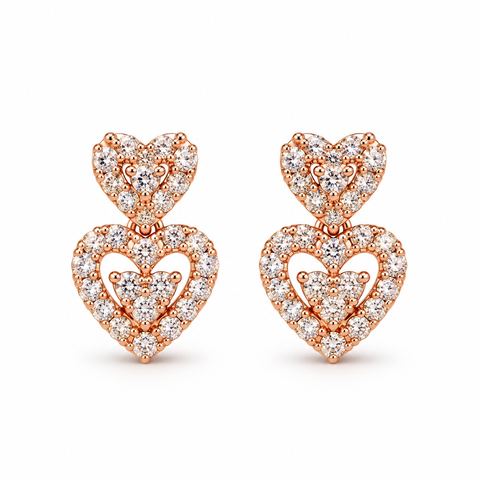Double Heart Spark Earrings — Indo-Western earrings, Papa Diaries Malta (view 3)