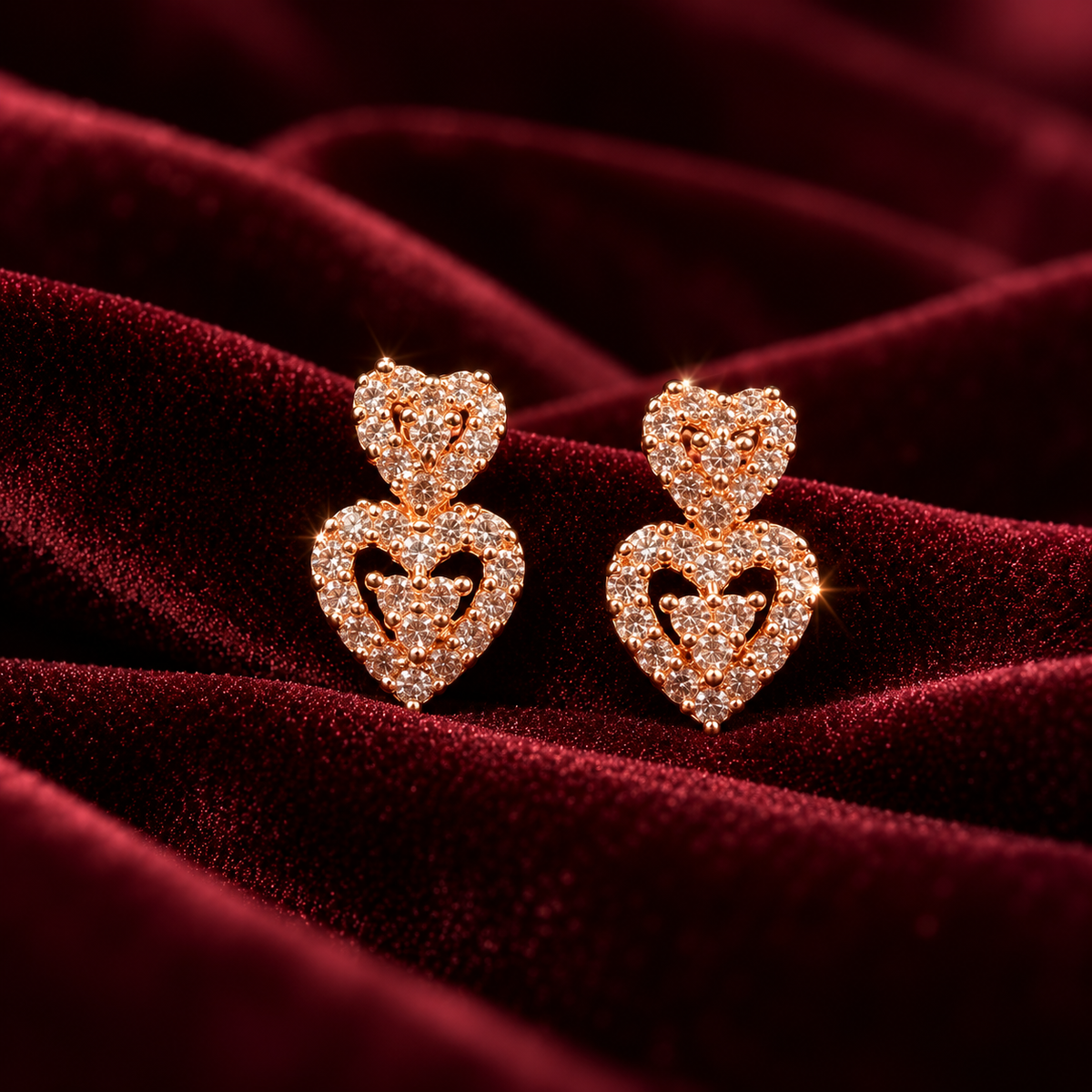 Double Heart Spark Earrings — Indo-Western earrings, Papa Diaries Malta