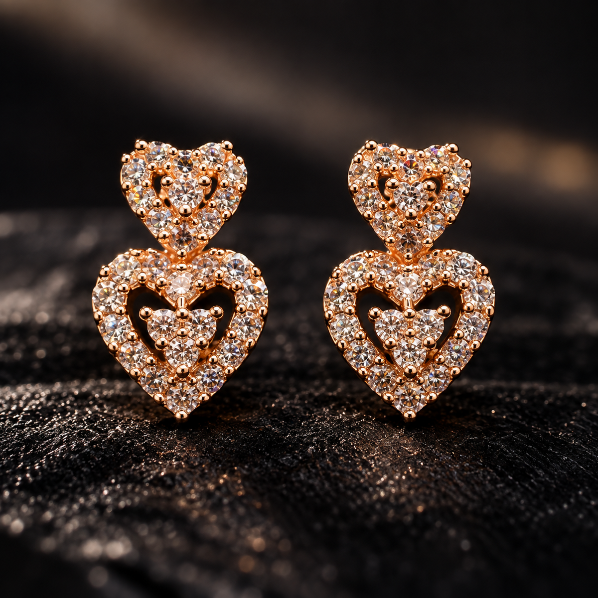 Double Heart Spark Earrings — Indo-Western earrings, Papa Diaries Malta (view 2)