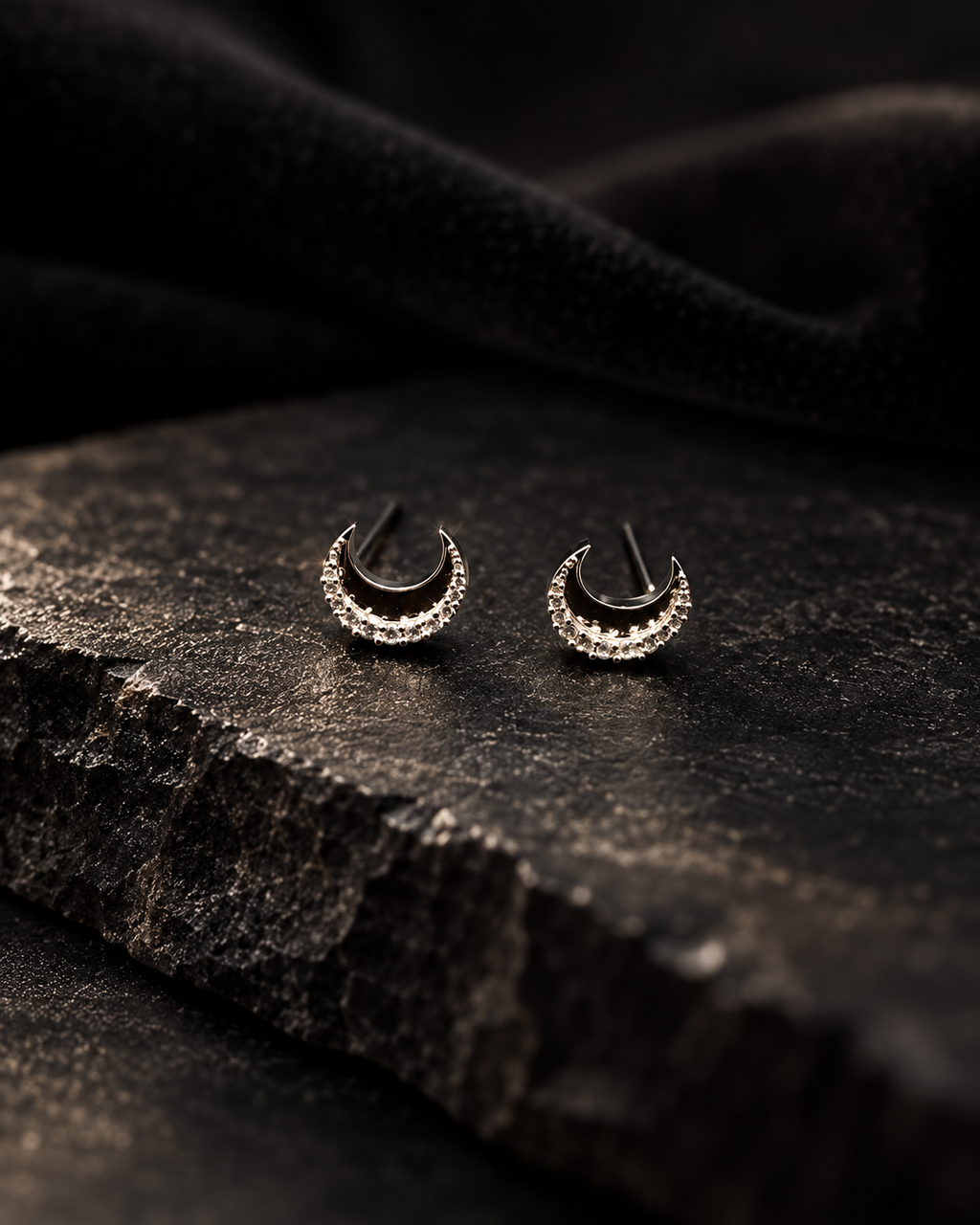 Luna Crescent Studs — Indo-Western earrings, Papa Diaries Malta (view 3)