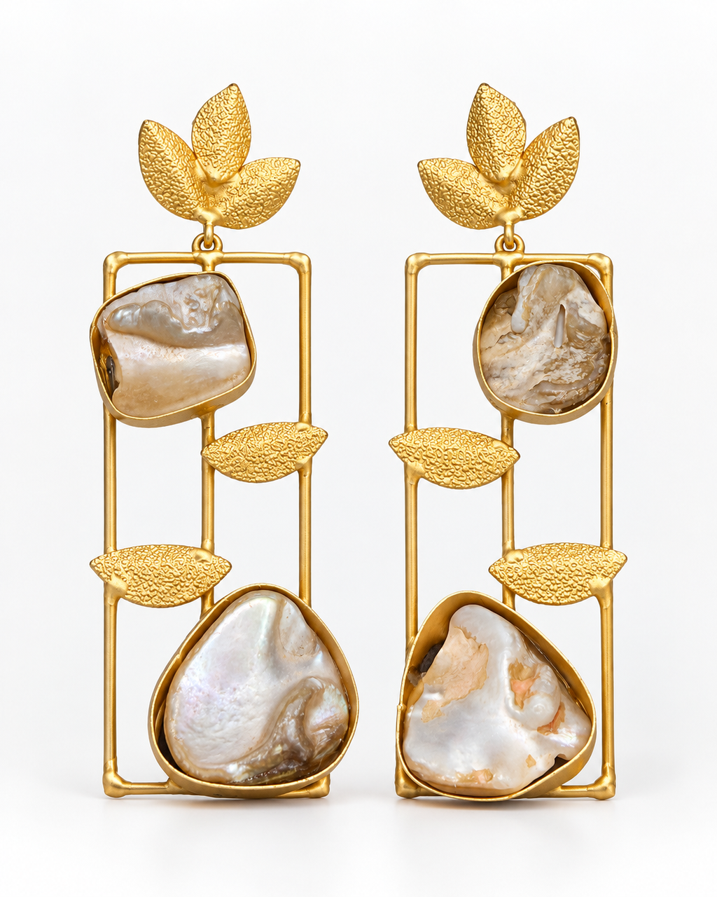 Shellleaf Frame Earrings — Indo-Western earrings, Papa Diaries Malta (view 2)