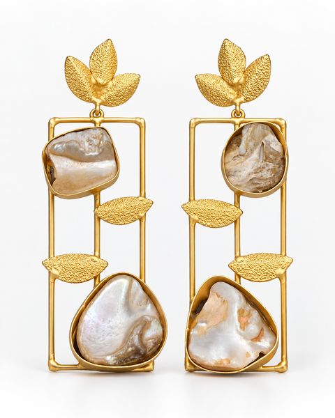 Shellleaf Frame Earrings — Indo-Western earrings, Papa Diaries Malta (view 2)