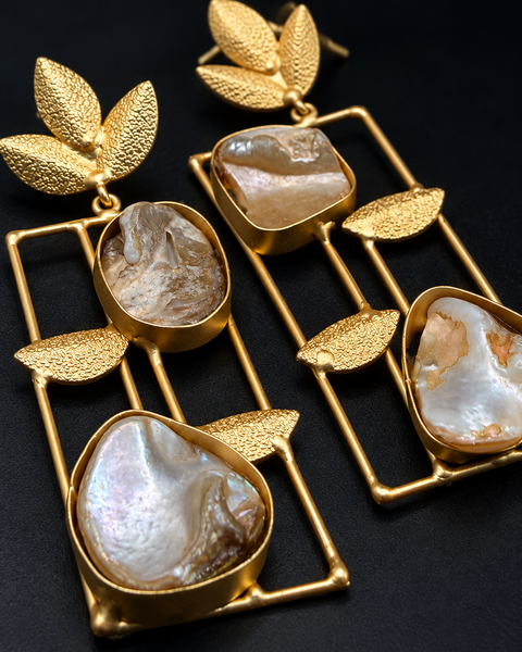 Shellleaf Frame Earrings — Indo-Western earrings, Papa Diaries Malta