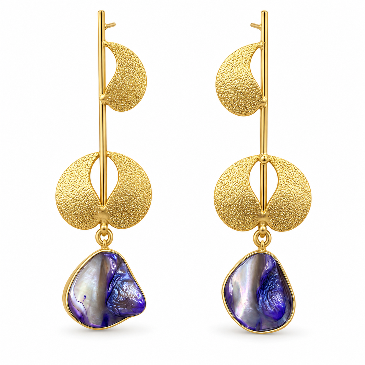 Violet Shell Line Earrings — Indo-Western earrings, Papa Diaries Malta (view 3)