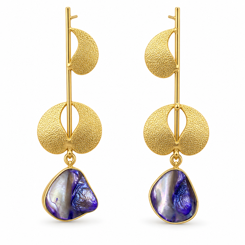 Violet Shell Line Earrings — Indo-Western earrings, Papa Diaries Malta (view 3)