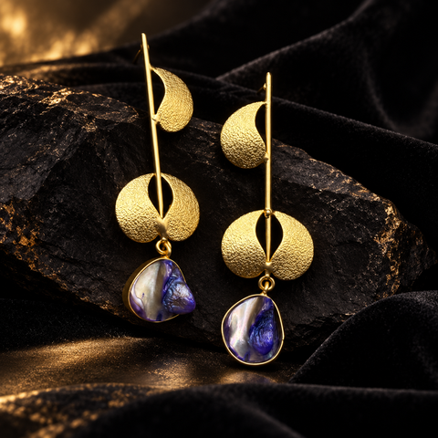Violet Shell Line Earrings — Indo-Western earrings, Papa Diaries Malta