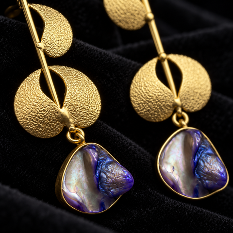 Violet Shell Line Earrings — Indo-Western earrings, Papa Diaries Malta (view 2)