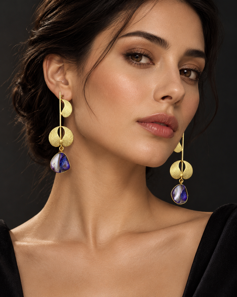 Violet Shell Line Earrings — Indo-Western earrings, Papa Diaries Malta (view 4)