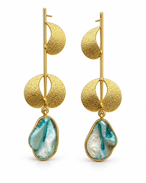 Aqua Shell Line Earrings — Indo-Western earrings, Papa Diaries Malta (view 2)