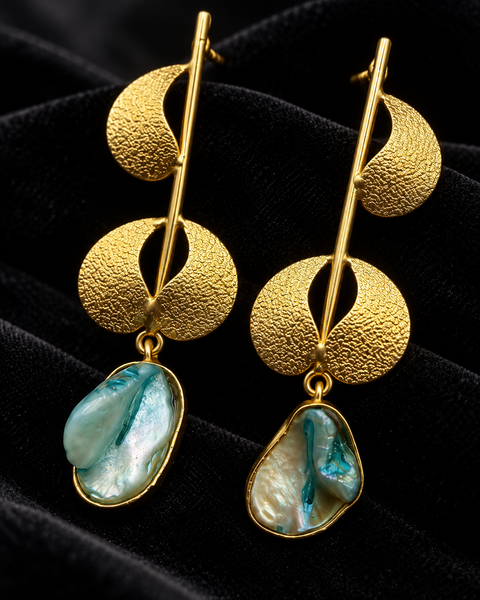 Aqua Shell Line Earrings — Indo-Western earrings, Papa Diaries Malta (view 3)