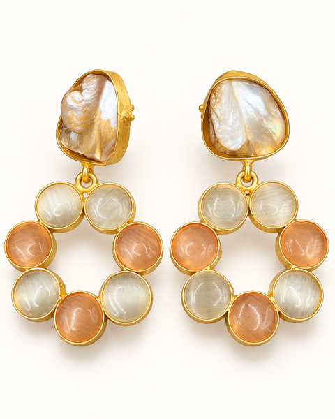 Ivory Shell Cascade Earrings — Indo-Western earrings, Papa Diaries Malta (view 2)