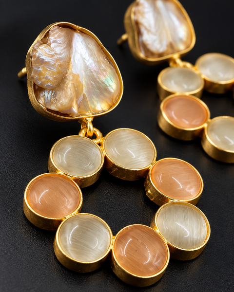 Ivory Shell Cascade Earrings — Indo-Western earrings, Papa Diaries Malta (view 3)