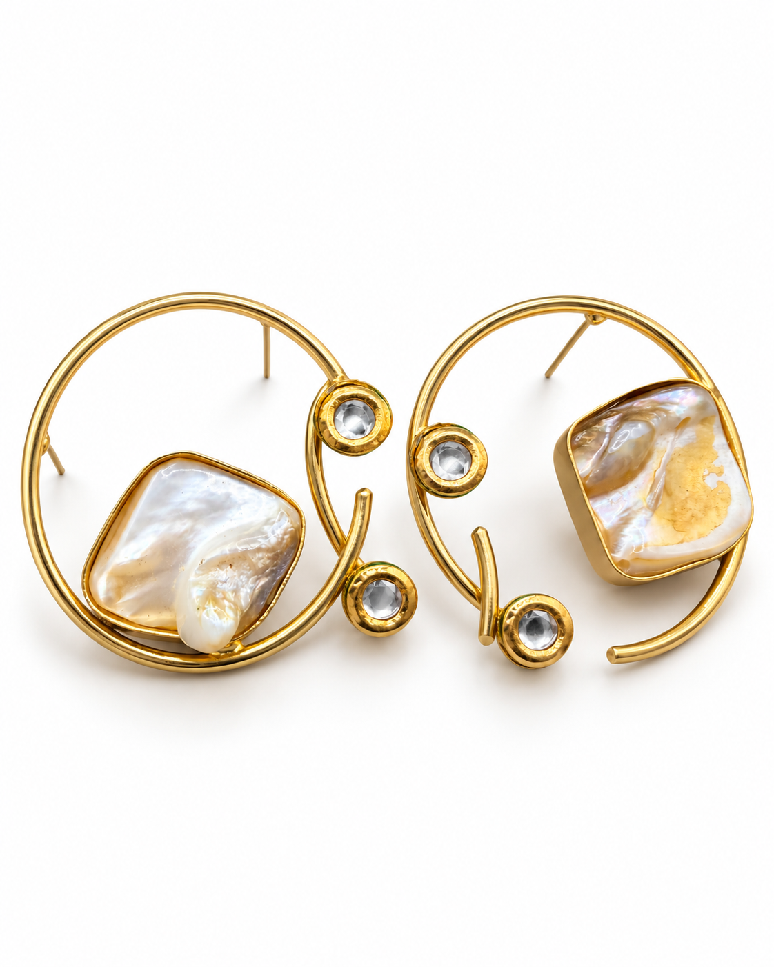 Shell Halo Hoops — Indo-Western earrings, Papa Diaries Malta (view 3)