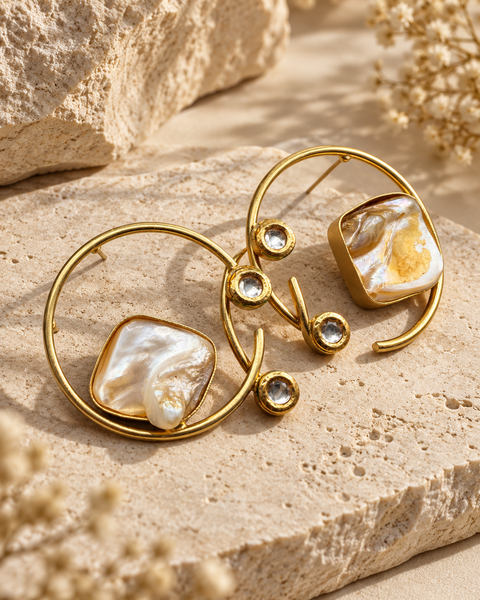 Shell Halo Hoops — Indo-Western earrings, Papa Diaries Malta