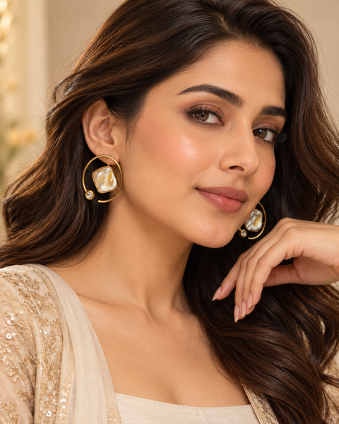 Shell Halo Hoops — Indo-Western earrings, Papa Diaries Malta (view 4)