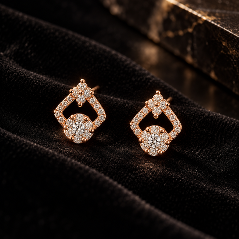 Rosé Geometry Studs — Indo-Western earrings, Papa Diaries Malta