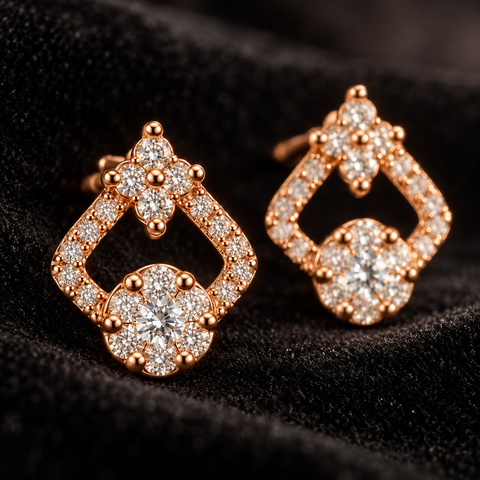 Rosé Geometry Studs — Indo-Western earrings, Papa Diaries Malta (view 2)