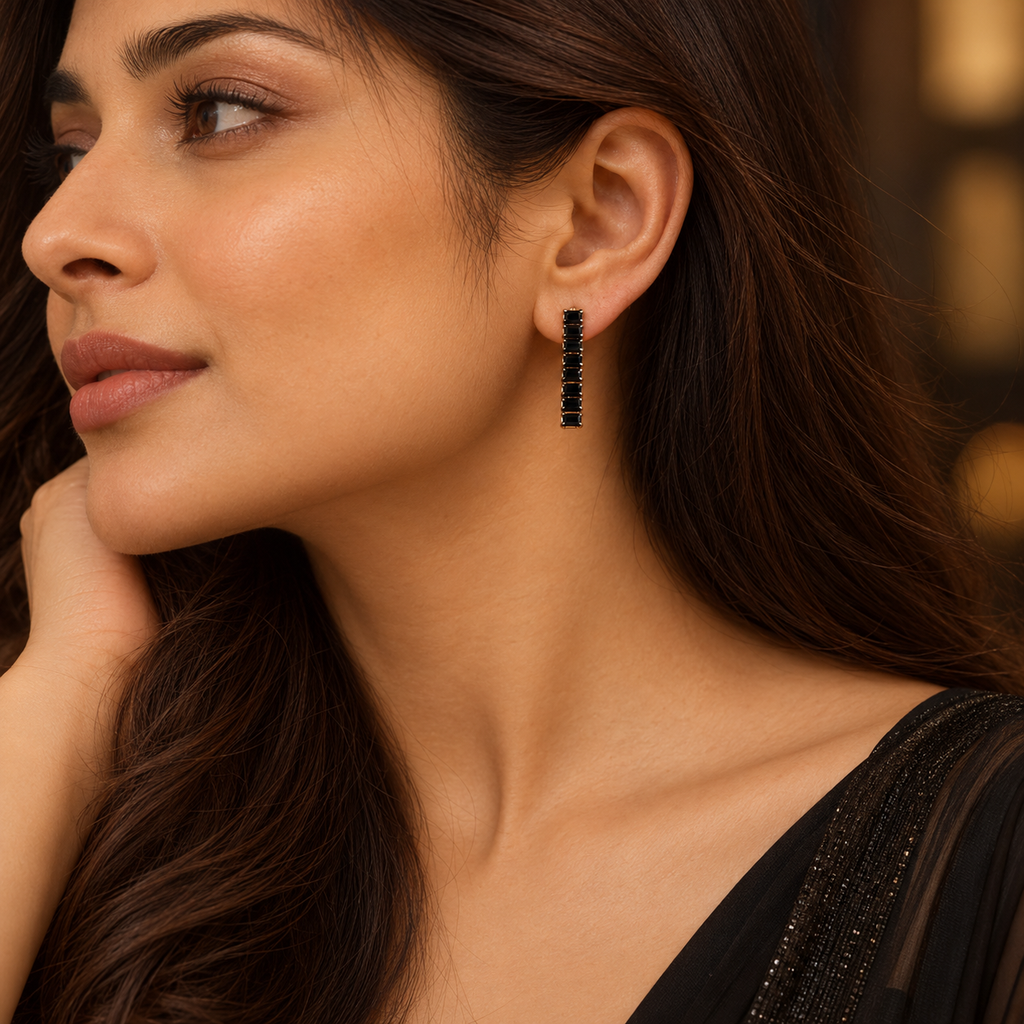 Noir Line Drops — Indo-Western earrings, Papa Diaries Malta (view 4)