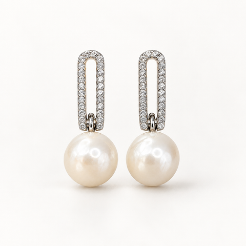 Pearl Line Drop Earrings — Indo-Western earrings, Papa Diaries Malta