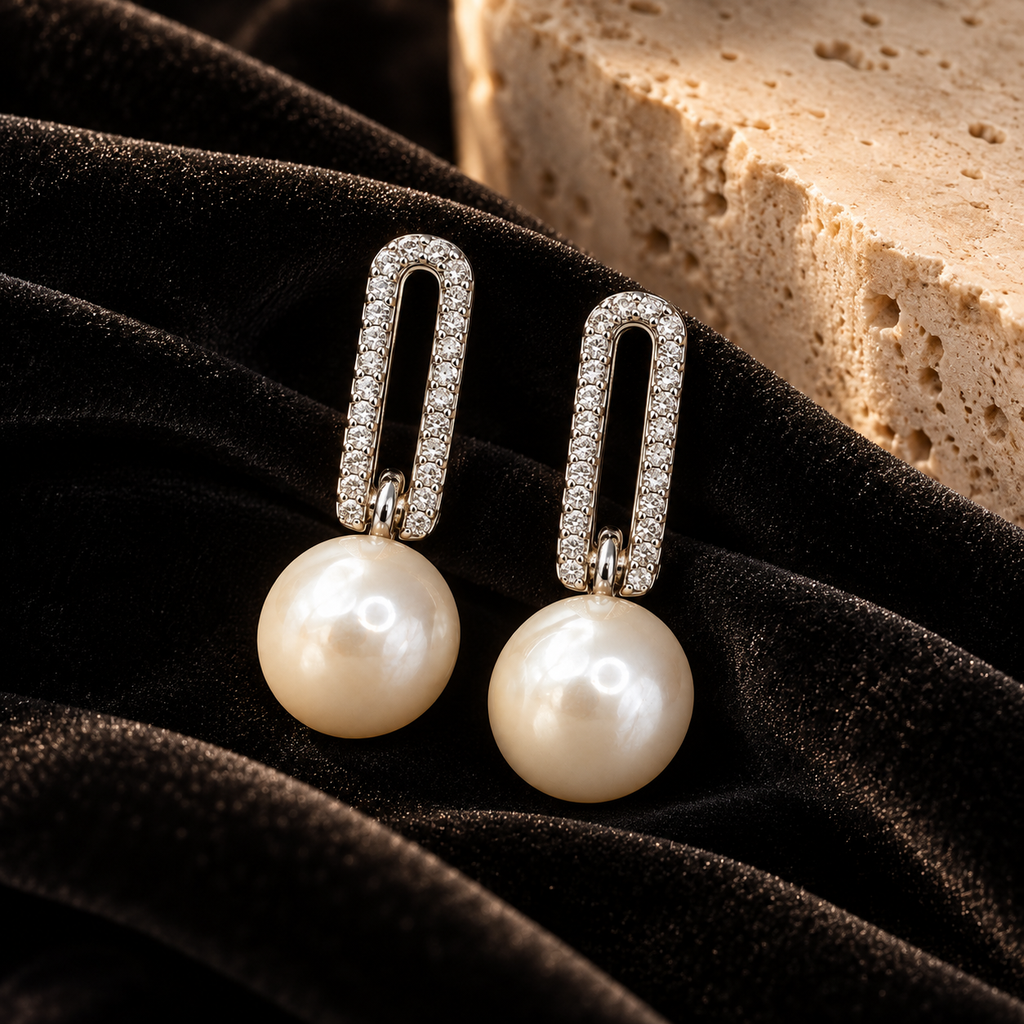 Pearl Line Drop Earrings — Indo-Western earrings, Papa Diaries Malta (view 2)