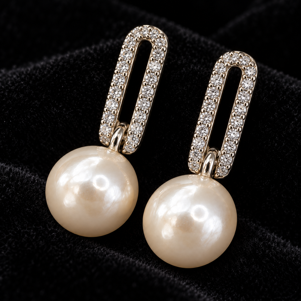 Pearl Line Drop Earrings — Indo-Western earrings, Papa Diaries Malta (view 3)