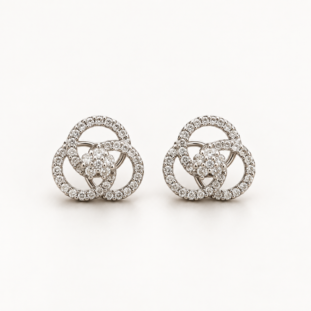 Silver Petal Studs — Indo-Western earrings, Papa Diaries Malta (view 2)