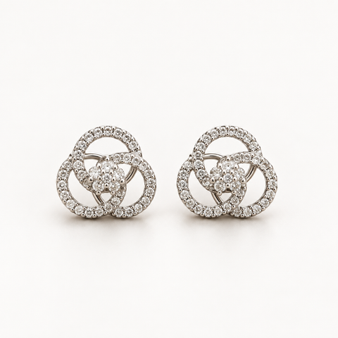 Silver Petal Studs — Indo-Western earrings, Papa Diaries Malta (view 2)