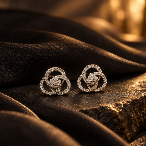 Silver Petal Studs — Indo-Western earrings, Papa Diaries Malta