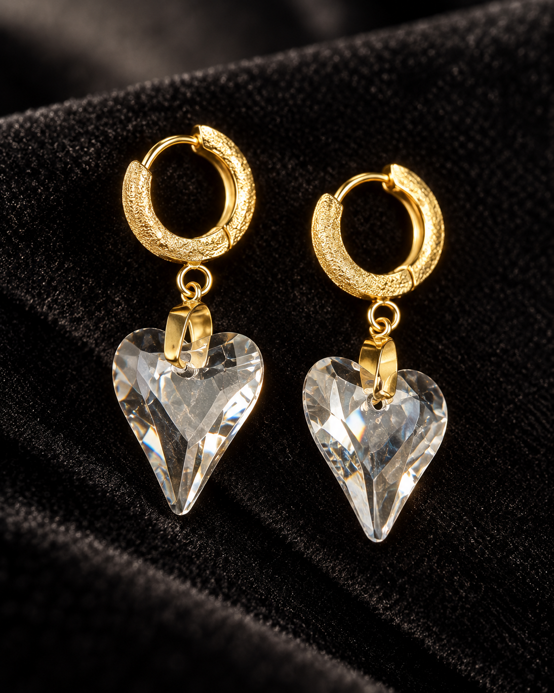 Crystal Heart Huggies