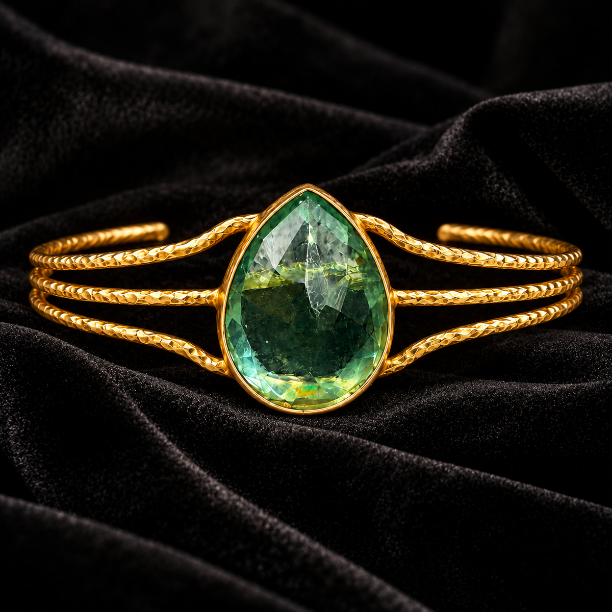 Faceted Teardrop Cuff