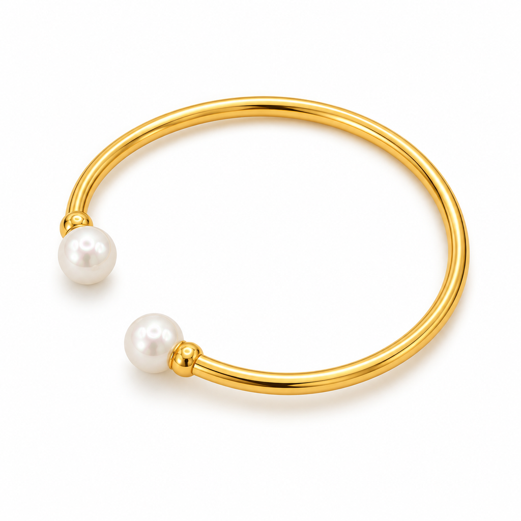 Twin Pearl Open Bangle