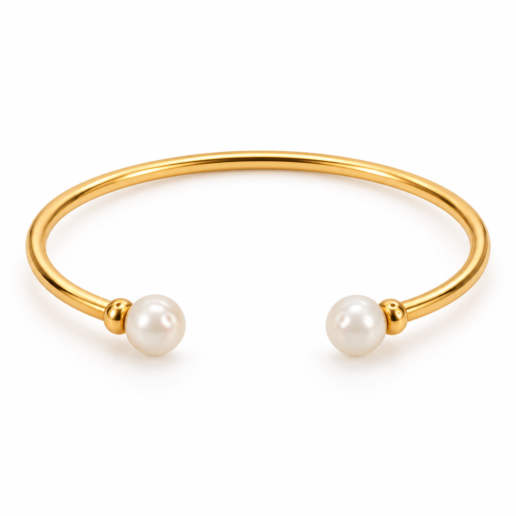 Twin Pearl Open Bangle
