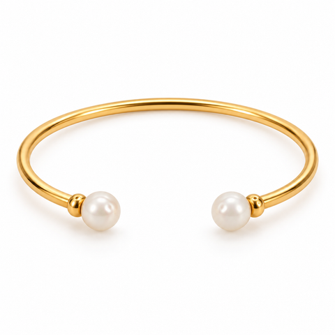 Twin Pearl Open Bangle
