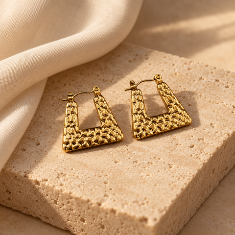 Trapeze Texture Hoops